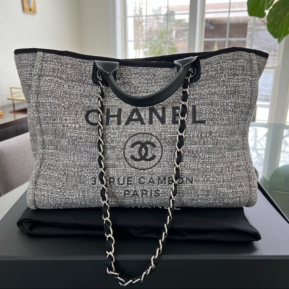 Chanel Canvas Large Deauville Charcoal Tote - Picture 5 of 16